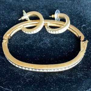 CZ Bracelet and Earrings Goldtone